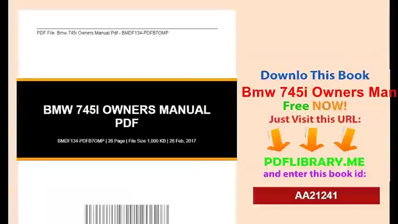 Bmw 745i Owners Manual Pdf