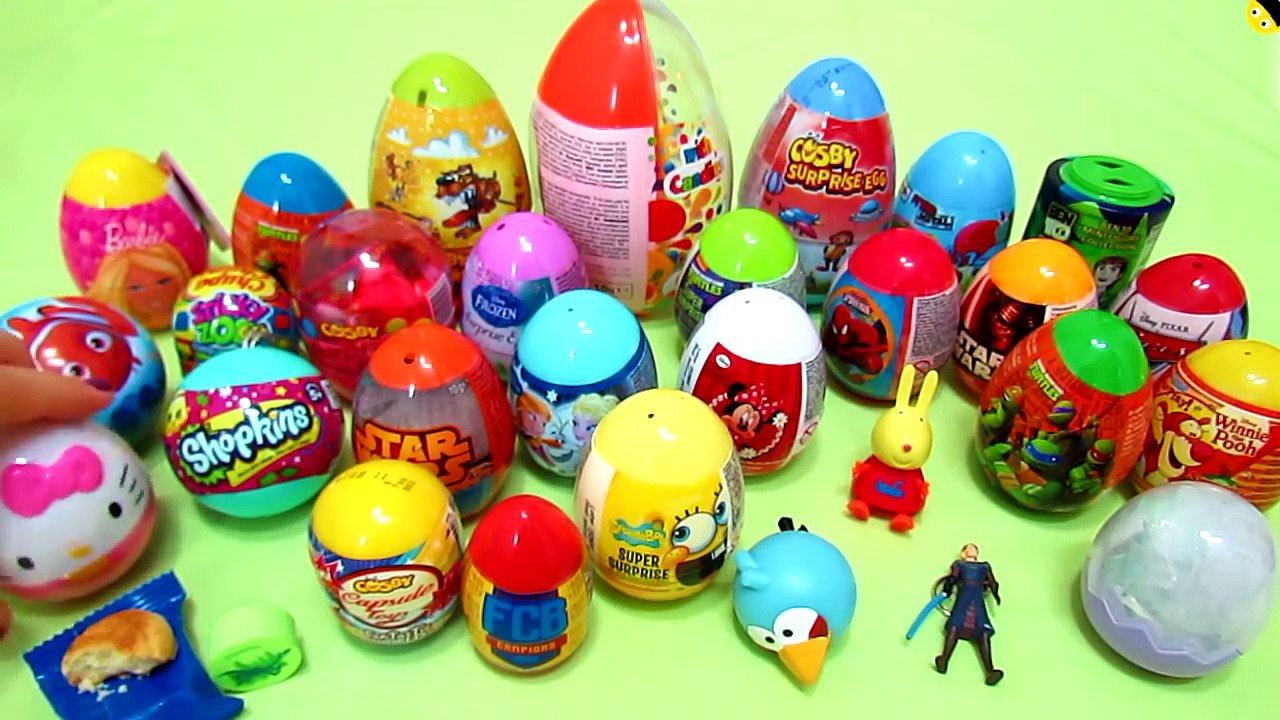 30 SURPRISE EGGS! Disney Toy Story HELLO KITTY Peppa Pig SPIDER MAN Star Wars Sponge Bob MAISTO CARS