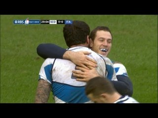 Tim Visser Finishes Well for the First Try Scotland v Italy 09 Feb 2013