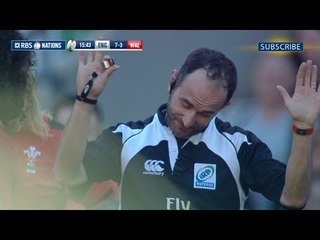 Referee Romain Poite gets hit by both sides !  - England v Wales 9th March 2014