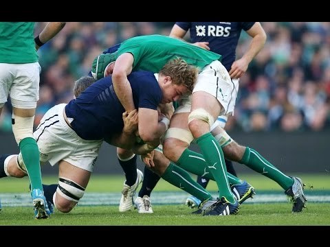 Dave Denton drives for the line - Ireland v Scotland - 2nd February 2014