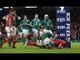 Roberts powers over for try after charge down in Irish 22! | RBS 6 Nations