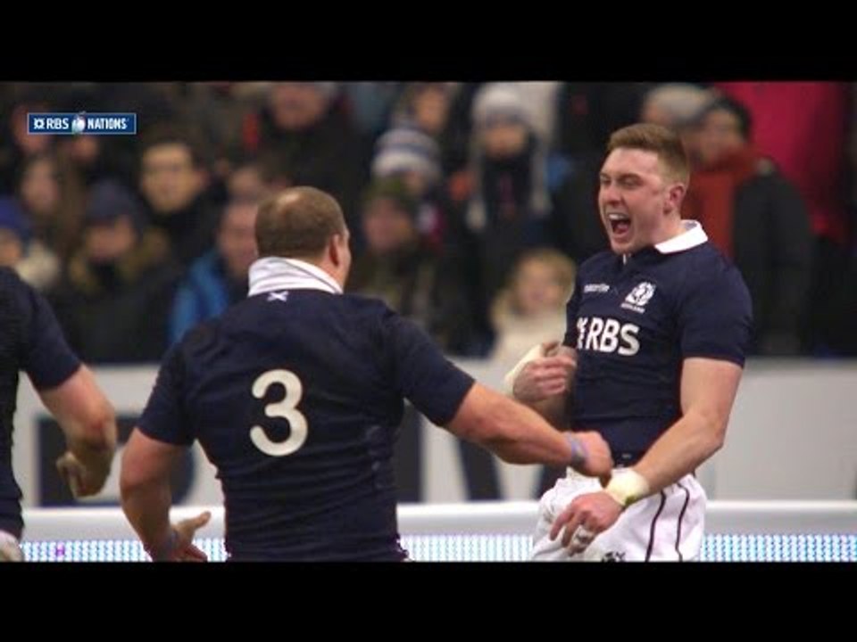 Scotland overlap & handling set up Dougie Fife for a fantastic try, France v Scotland, 07th Feb 2015