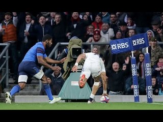 Huge drama as Anthony Watson goes over for Try, England v France, 21st March 2015