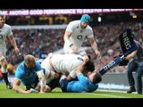 Billy Vunipola squeezes in at the corner for Try,  England v Italy, 14th Feb 2015