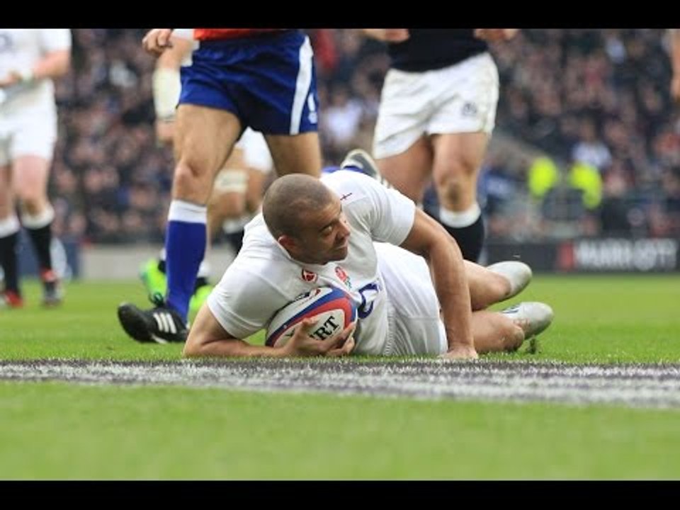 Jonathan Joseph steps inside defence for terrific try, England v Scotland, 14th March 2015