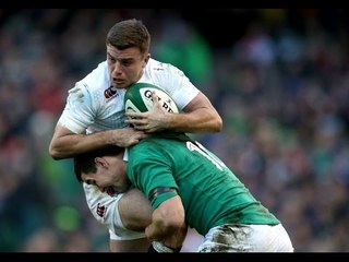 Jonathan Sexton big tackle on George Ford, Ireland v England, 1st March 2015