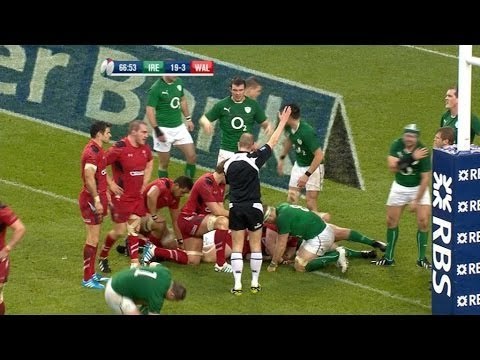 Wales penalised inches short for triple movement - Ireland v Wales 8th February 2014