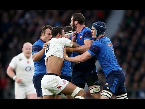 Courtney Lawes' massive tackle on Jules Plisson, England v France, 21st March 2015