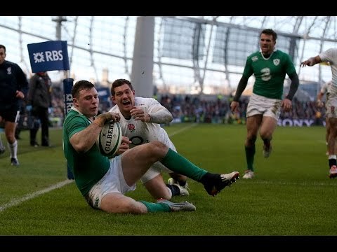Super Robbie Henshaw Try, Ireland v England, 1st March 2015