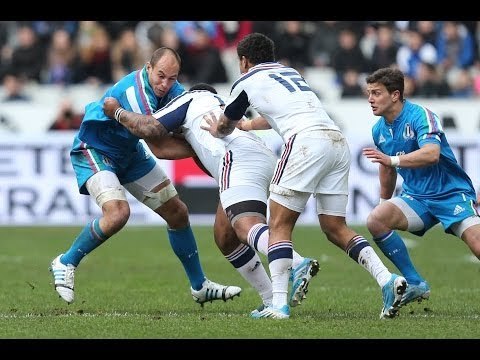 Yoann Huget try saving intervention - France v Italy 9th February 2014