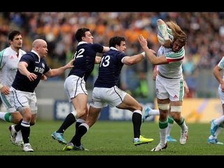 Josh Furno crosses for a Try - Italy v Scotland 22nd February 2014