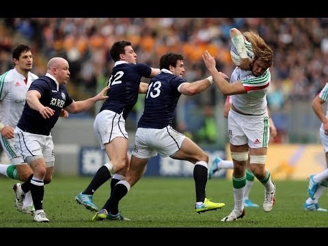 Josh Furno crosses for a Try - Italy v Scotland 22nd February 2014
