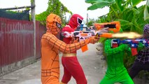 Power Rangers War Spiderman & Superheroes Nerf Guns Fake Spiderman VS Spiderman