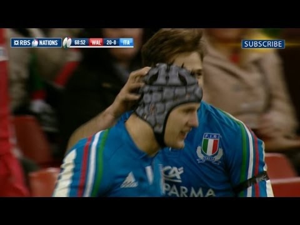 Michele Campagnaro Second Try on his RBS 6 Nations Debut!  Wales v Italy 1st Feb 2014