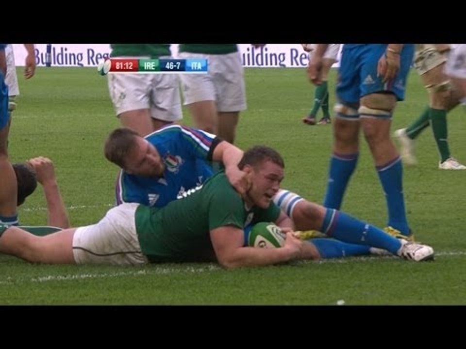 Jack McGrath powers over for great Try - Ireland v Italy 8th March 2014