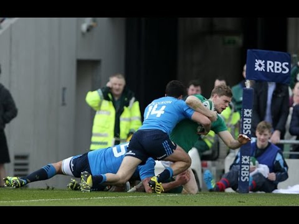 Trimble scores first try after nice chip in behind!  |  RBS 6 Nations