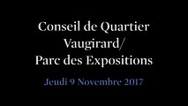 Conseil de Quartier Vaugirard/ Parc des Expositions du Jeudi 9 Novembre 2017