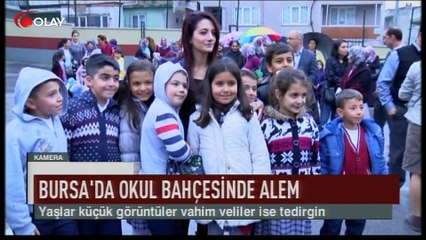Okul bahçesinde şaşırtan görüntüler