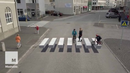 This crosswalk looks like it's floating and it was designed to slow down cars