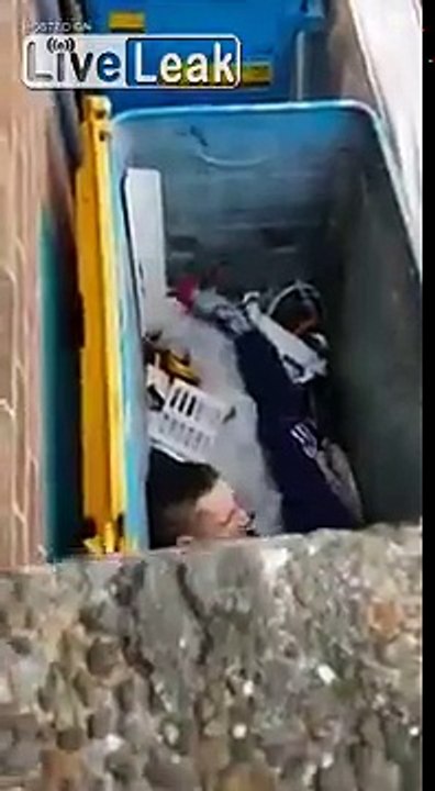 Guy in Trash Bin High as a Kite | Don't do drugs kids