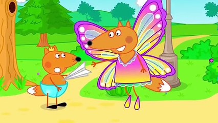 Fox Family Flying with Giant Colorful Wings New Dress for Girls Cartoon Finger Family Nursery Rhyme