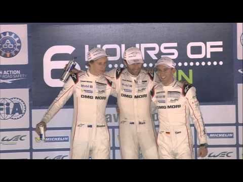 Podium for the World Champion - Porsche Webber/Hartley/Bernhard