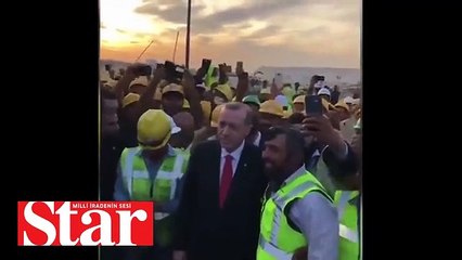 Kuveyt'teki Türk işçiler Erdoğan'ı bu tezahüratla karşıladı
