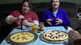 PIZZA GIRLS! Bin & Jenna Take the Pizza Challenge! Gross Toppings! | Whats Ryan Tryin | BinsToyBin