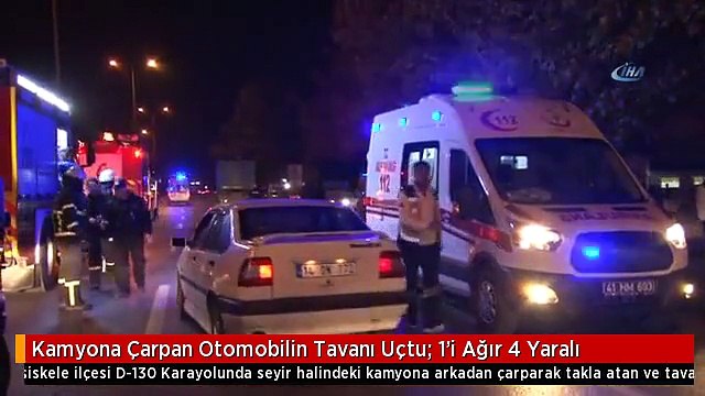 Kamyona Çarpan Otomobilin Tavanı Uçtu: 1'i Ağır 4 Yaralı
