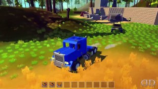 Scrap Mechanic Gameplay :EP107: FAN CREATIONS: Flat Bed, Big Rig, Police Cars! (Lets Play 1080