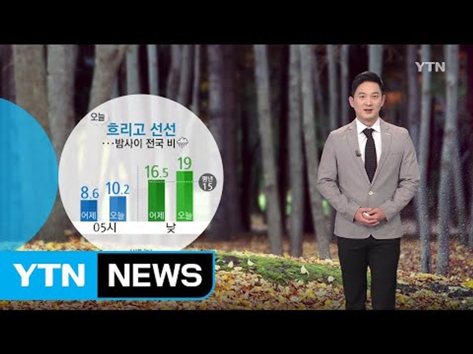 [날씨] 오늘 흐리고 선선...밤 사이 전국 비 / YTN