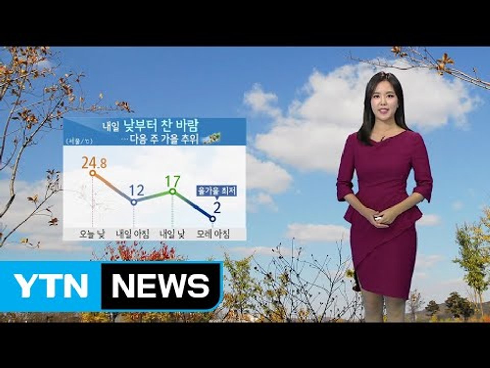 [날씨] 내일 낮부터 찬 바람...강원 산간 첫눈 가능성 / YTN