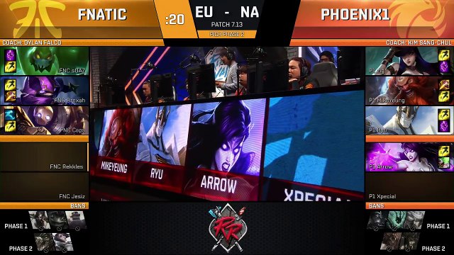 FNC vs P1 2017 Rift Rivals Day 1 | NA vs. EU LOL Esports | Fnatic vs Phoenix1