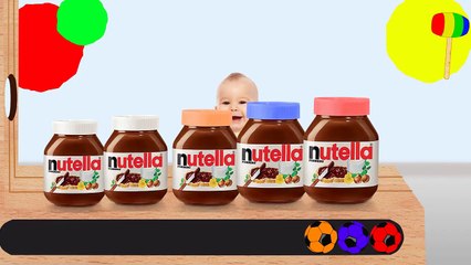 Learn Colors With Nutella Jam Chocolate Soccer Balls WOODEN HAMMER Cartoon for Kids Toddlers Babies