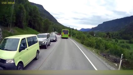 Kid Barely Avoids Getting Run Over by Trailer in Norway