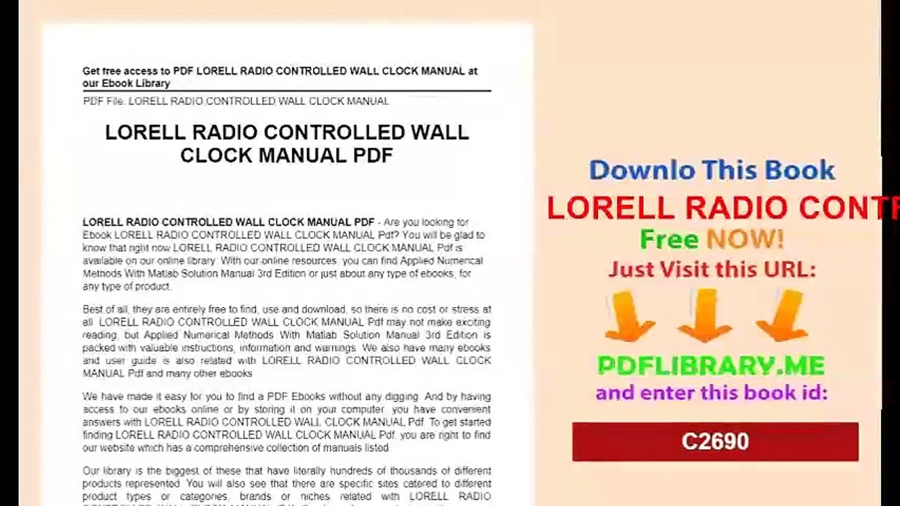 LORELL RADIO CONTROLLED WALL CLOCK MANUAL
