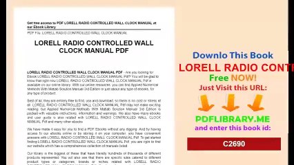 LORELL RADIO CONTROLLED WALL CLOCK MANUAL