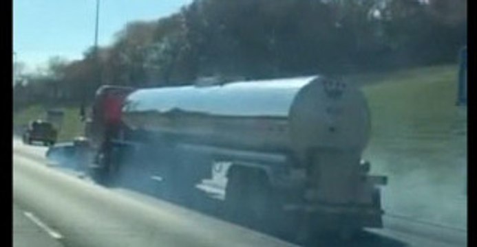 Dramatic Footage Shows Truck Pushing Car Along St Louis Highway