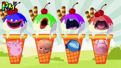 Wrong Mouth Ice Cream Cones Peppa pig Boss Baby  Sing Gunter The Alphabet Song Nursery Rhymes-PJU8WHoNR6g