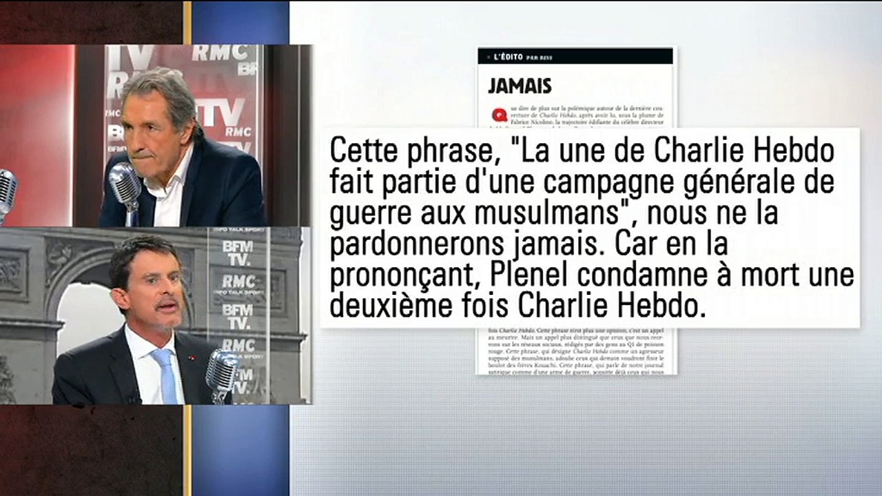 "C'est un appel au meurtre" : Manuel Valls dénonce la phrase d'Edwy Plenel sur la une de Charlie Hebdo