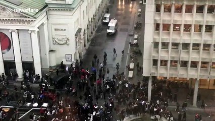 Rioters clash with police in central Brussels