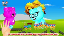 Mega Gummy Bear Crying Crashed Train Finger Family Nursery Rhymes for Childrens