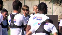 Pas de ballon à se mettre sous le pied pour les Olympiens ce matin à Marseille.