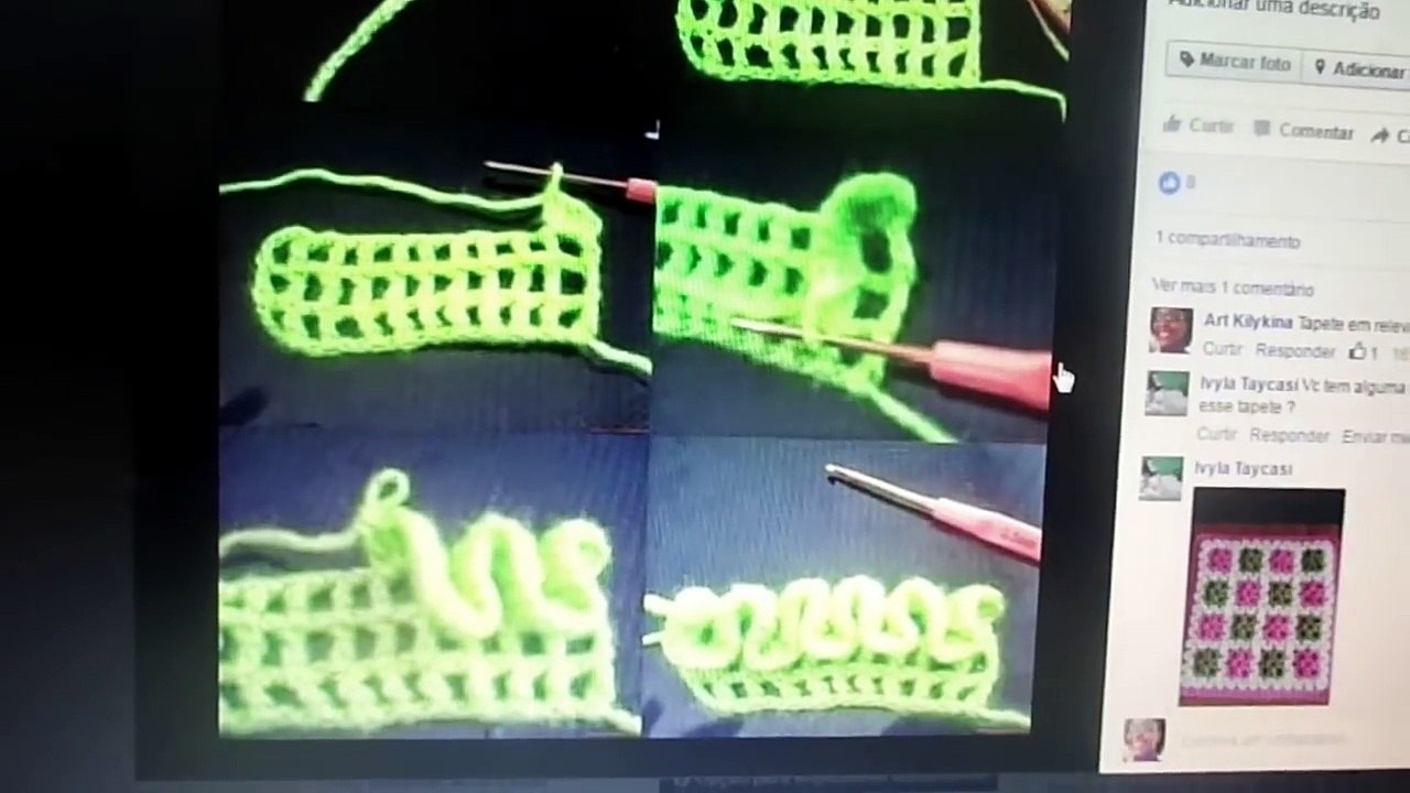 Tapete ponto alto relevo em Crochê.