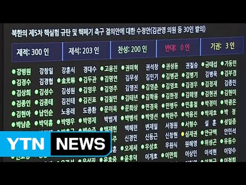 국회, '北 핵실험 규탄' 결의안 채택 / YTN (Yes! Top News)