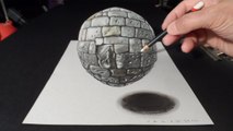 Drawing a Stone, 3D art on paper, Time Lapse