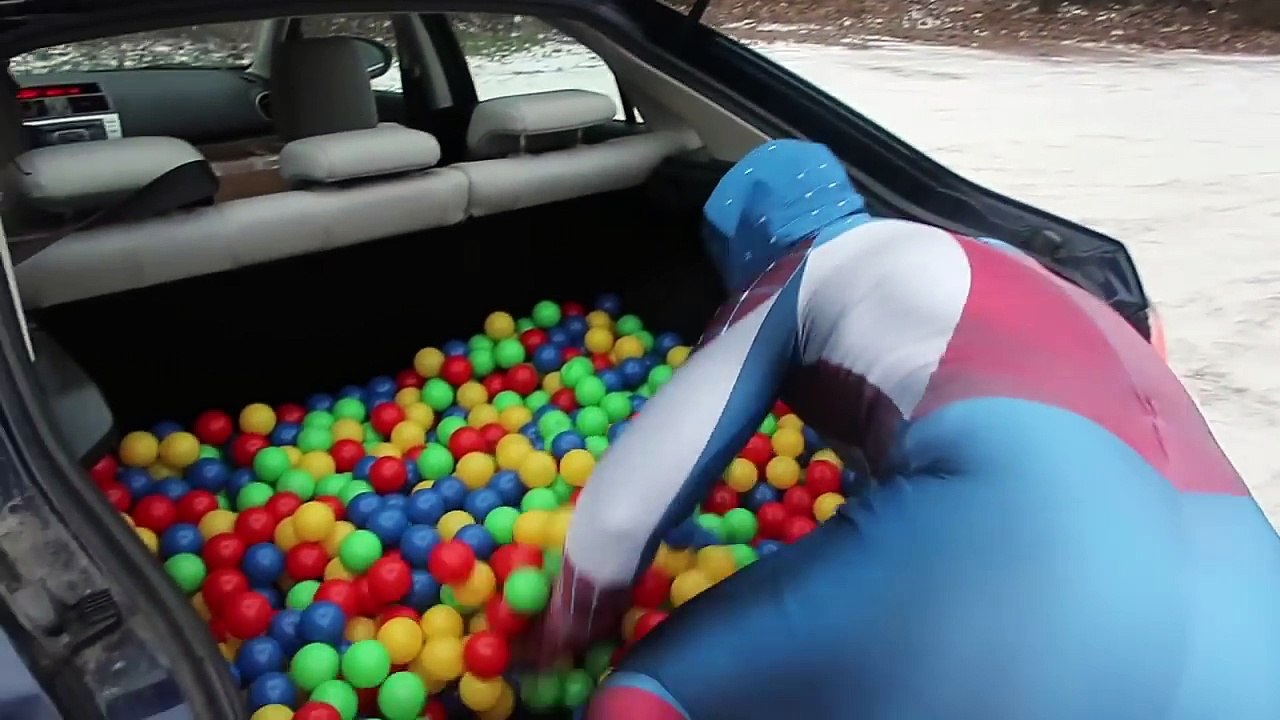 Frozen Elsa & Spiderman BALL PIT CAR PRANK! w/ Angry Baby Anna Joker Real Life Superheroes
