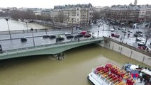 Pic de crue à Paris: images aériennes de la Seine