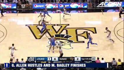 Grayson Allen Diving Steal Leads To Marvin Bagley Dunk vs. Wake Forest